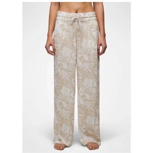 Prana Fernie Beach Pant Soft White Seaside Women Med Elactic Drawstring Tencel